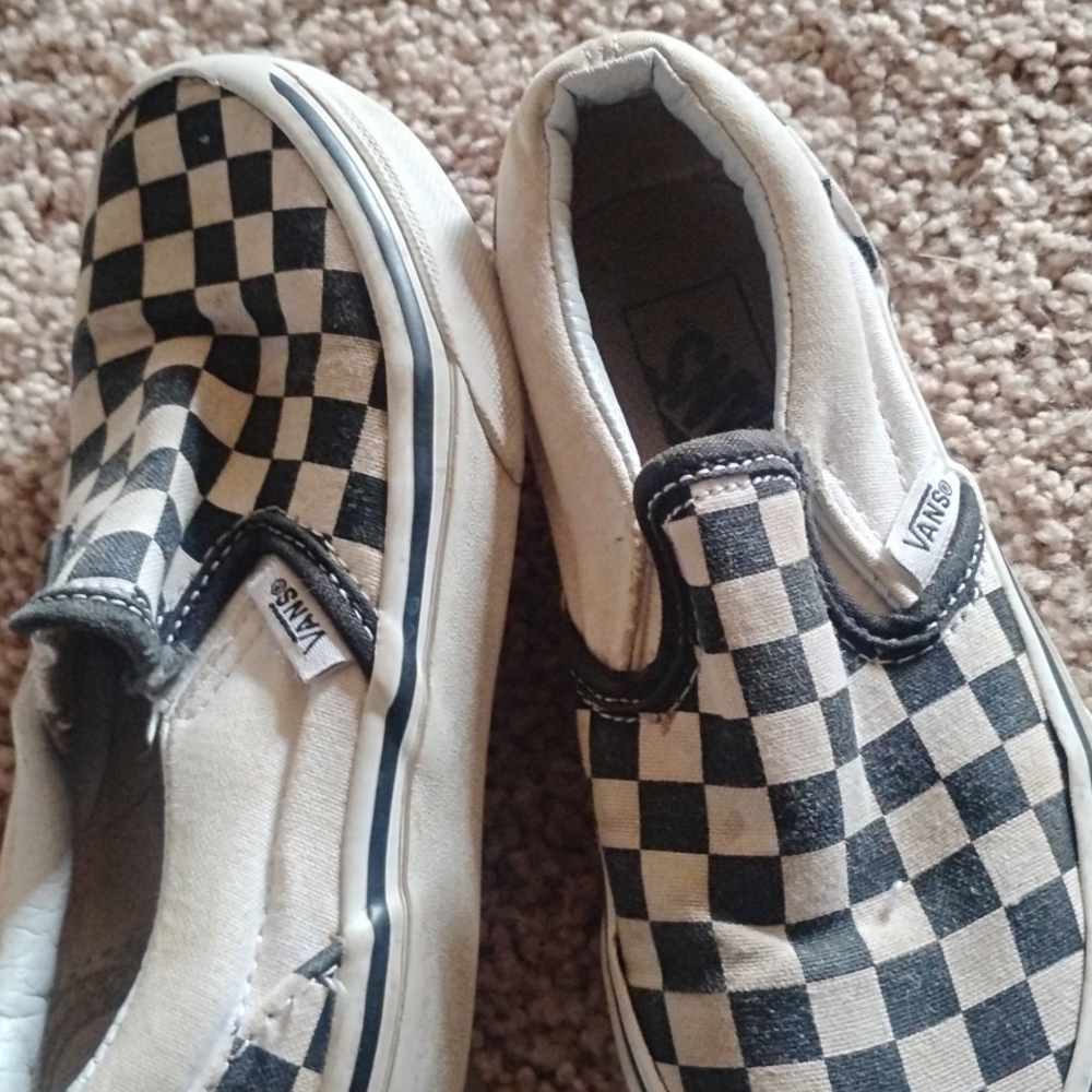 Vans Kids Checkered Slip-On Shoes - Black and White